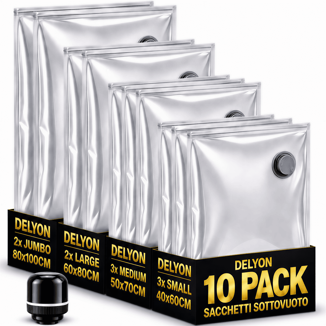 Kit completo DELYON con 10 sacchetti sottovuoto e pompa elettrica